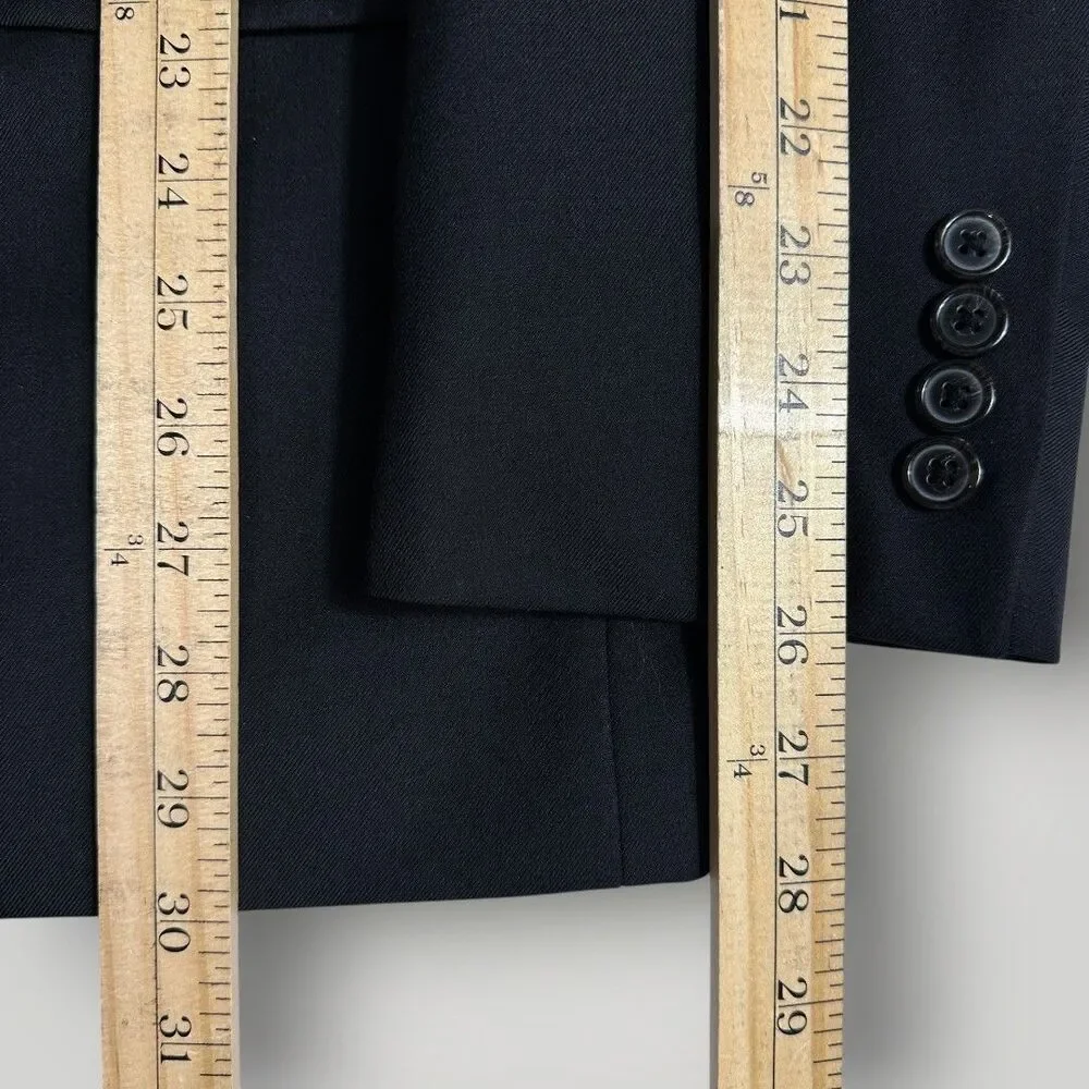 RALPH LAUREN Mens Blazer 50R Sport Coat 2-Button Suit Jacket Black Stretch Wool